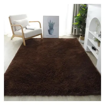 (brown, 120X200cm) Solid Plush Carpets For Living Room Long Piles Furry Carpets Bedroom Home Dec