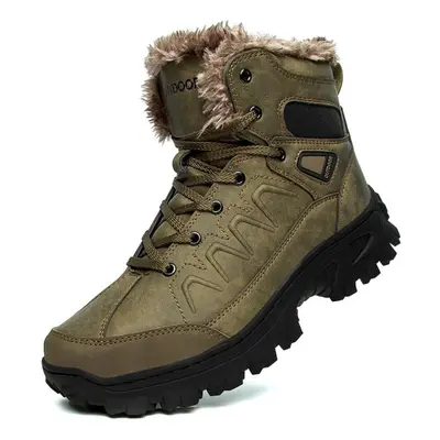 (brown, 44) Winter Outdoor Waterproof Men Boots Russian Style Ankle Boots For Men Snow Boots Plu