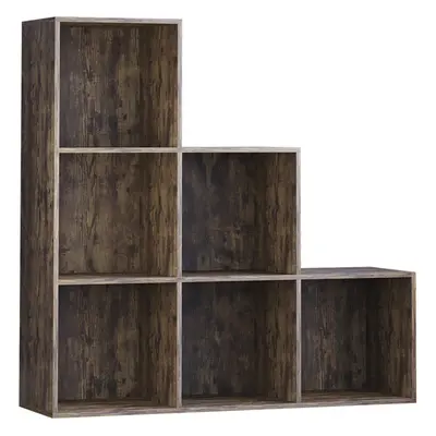 (Dark Wood) Durham Cube Bookcase Staircase Ladder Storage