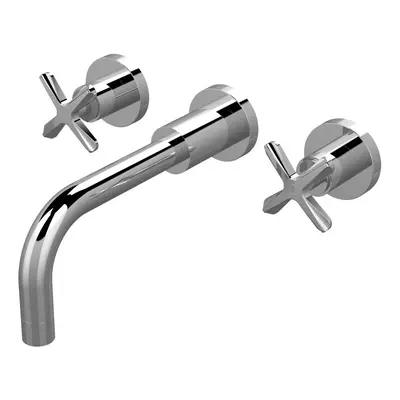 Connect Wall Mount Tap Hole Basin Mixer Tap with Crosshead Handles - Chrome - Balterley