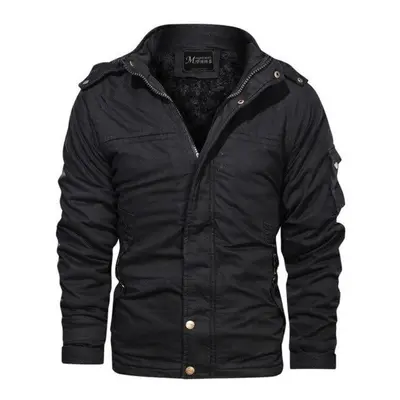 (black, L) Men Jacket Winter Outdoor Jacket Military Style Tactical Jacket Men Pure Cotton Outwe