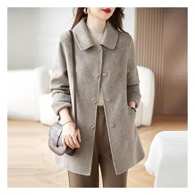 (as the picture, L) Fashionable Woolen Jacket Women&apos;s Coat With Long Sleeves Autumn