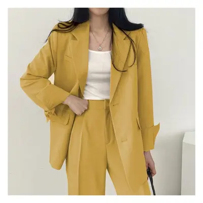 (yellow, XXL) Fall Fashion Long Sleeve Blazer Pant Sets Blazers Women Casual Womens Piece Outfit