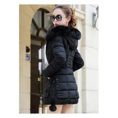 (black, L) Women&apos;s Fashion Winter Long Coat Parka Jacket Cotton Padded Warm Down Coat Puffe