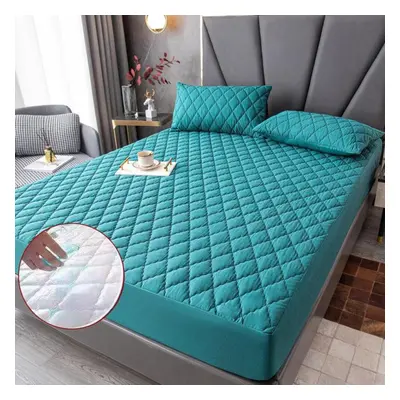 (220x200x25cm, Dark Green) Bed Cover Brushed Fabric Quilted Mattress Protector Waterproof Mattre