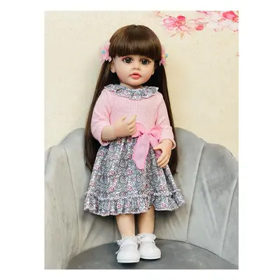 (as the picture) Cm Reborn Baby Full Silicone Body Cute Girl Doll Toys Princess Dolls Can Bath F