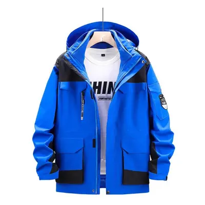 (light blue, XXL) Winter Plus Size Warm Windproof Waterproof Two-piece Jacket Warm Hooded Mounta