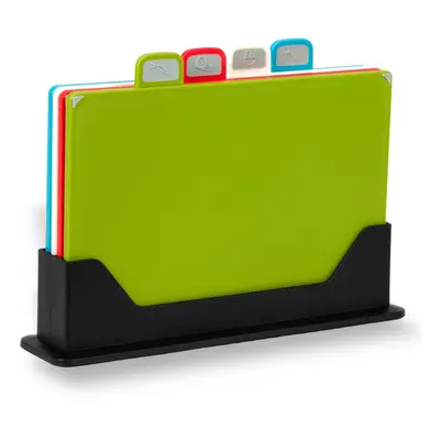 Plastic Chopping Board Set | Set of Coloured Chopping Boards with Stand | Non Slip Cutting Board