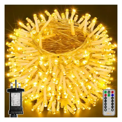 (60m 600Leds, Warm White) Fairy Lights Plug-in - 60m LED Fairy Lights Outdoor Waterproof, Modes/