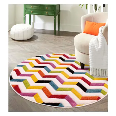 (133x133cm (4'5''x4'5'') Circle) Spectra Hand Carved Coral Bright Multi Colours Rug