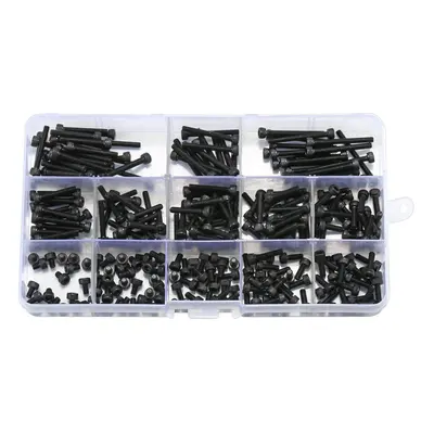 260Pcs M3 12.9 Grade Carbon Steel Hex Socket Cap Head Screw Bolts Assortment Set