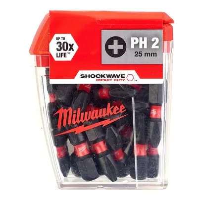 MILWAUKEE SHOCKWAVE X PH2 25MM SCREWDRIVER BITS