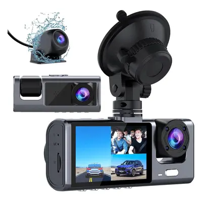 3 Channel Dash Cam Front and Rear Inside, 1080P Dash Camera for Cars, Dashcam Three Way Triple C