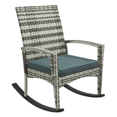 Outsunny Garden Rattan Rocking Chair, Bistro Recliner Rocker Furniture Seater