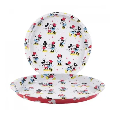 Mickey Mouse Mickey & Minnie Mouse Starry Kisses Serving Tray, White & Red