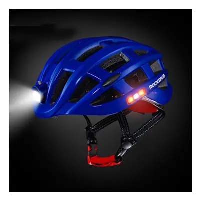 (Blue) Lumens Modes Cycling Helmet Waterproof Ultralight Helmet Intergrally-molded Mountain