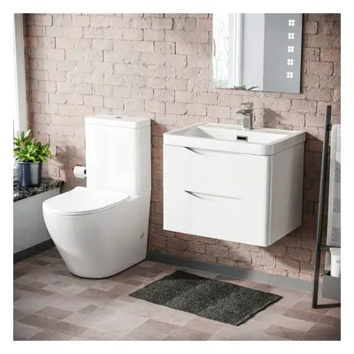 500mm Basin Vanity Cabinet + Rimless WC Close Coupled Toilet | Merton