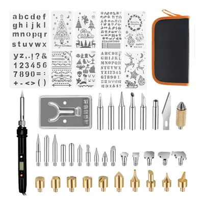 (EU Plug) 48Pcs 60W Internal Heat Type Digital Display Thermostat Electric Soldering Iron Carvin