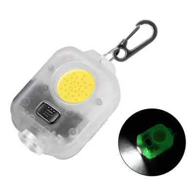 (1 pcs White) Mini LED Keychain Flashlight Ultra Bright COB Key Ring Torch Light Rechargeable 50