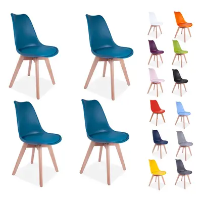 (Ocean) 4x Tulip Pyramid Dining Chairs PU Padded Seat