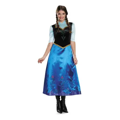 (S, Royal Blue/Black) Frozen Womens/Ladies Travelling Classic Anna Costume Set