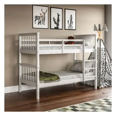 (White) Milan Bunk Bed High Sleeper Ladder Solid Wood Pine