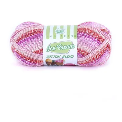 1 Skein Lion Brand Yarn Ice Cream Cotton Blend Yarn Strawberry