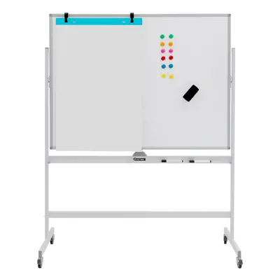 Double Sided Magnetic Whiteboard Adjustable Mobile Revolving Board with Magnets