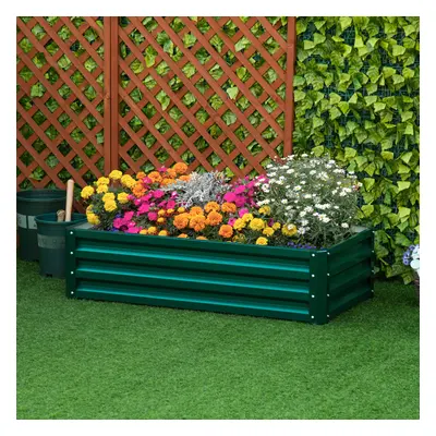 Outsunny Raised Garden Bed Elevated Planter Box for Flowers Green