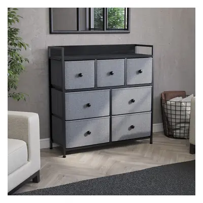 (Grey & Black) Chorley Fabric Drawer Home Storage Chest