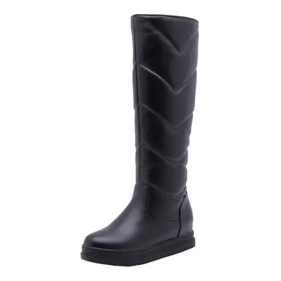 (black, 38) Women Boots Thigh High Snow Boots Winter Shoes Knee High Length Platform Chunky Boot