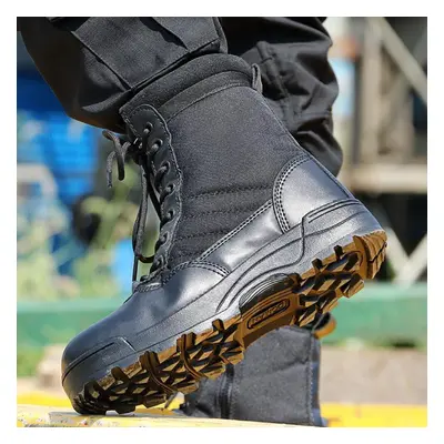 (black, 37) Men Desert Tactical Military Boots Leather Ankle Boots Platform Plus Size Warm Men S