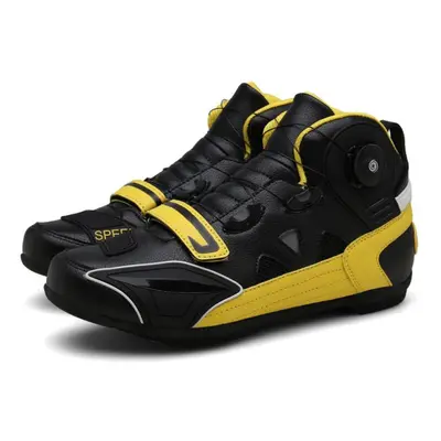 (black,yellow, 44) Men&apos;s/women&apos;s High Top Motorcycle Shoes Boots Motorcycle Boots Swiv