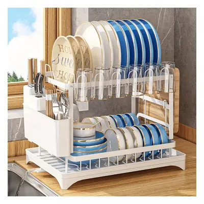 (white, A) 1pc Dish Drying Rack For Kitchen Counter Over The Sink, Detachable Larger Capacity 2-