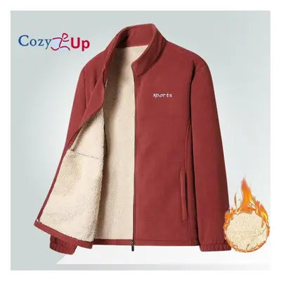 (red, M) Cozy Up Mens Thick Fleece Jackets Men Outwear Sportswear Wool Liner Warm Jackets Coats 