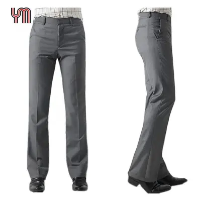 (grey, 36) Men Bell Bottom Pants 60s 70s Vintage Bell-bottoms Flare Formal Dress Trousers Wide L