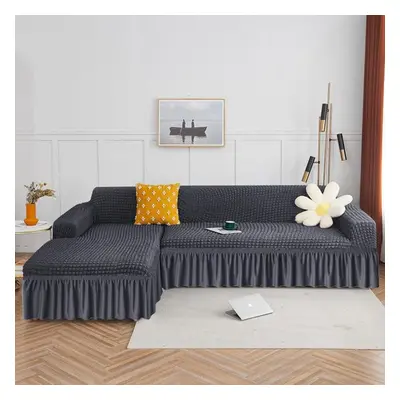 (gray, Part AA 215-300cm) Seekers Skirt Sofa Cover -shaped Plain Striped Pattern Sofa Cover Livi