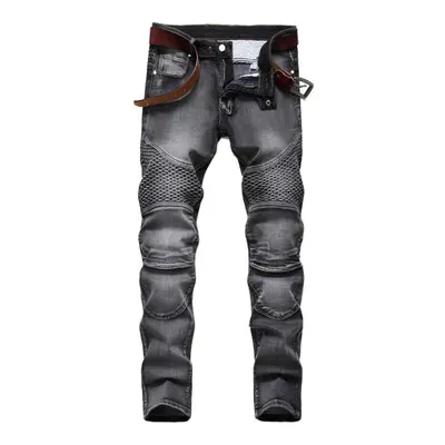 (grey, 42) Spring And Autumn Jeans Men&apos;s Nostalgic Motorcycle Slim Fit Pants