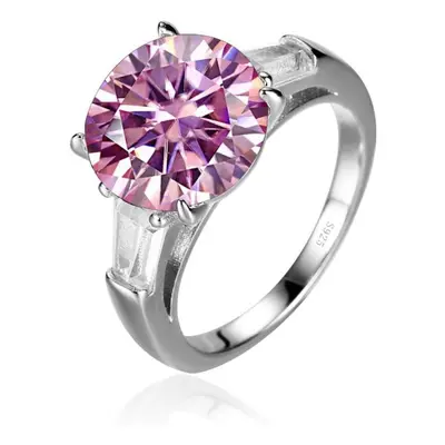 (pink, 7.25) Bagueringen Luxury Big Carat Moissanite Diamond Ring Sterling Silver Jewelry Classi