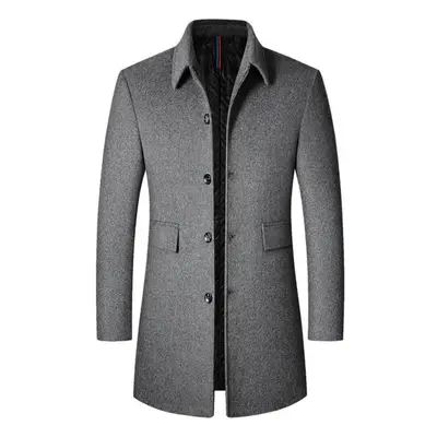 (grey, XL) Autumn And Winter Men&apos;s Woolen Coat Men&apos;s Lapel Thickened Coat