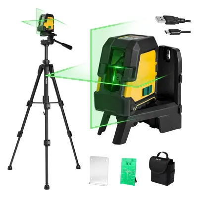 (Green Laser with Tripod) Laser Level with Tripod, 30M Rechargeable Self-Leveling Crosshair Gree