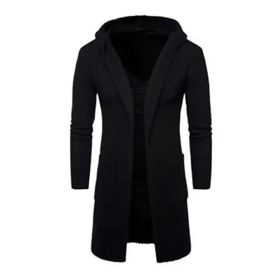 (black, XXL) Resetvawo Ynlewardrobe Men Sweater Long Cardigan Hooded Sweater Outer Wear Coat Kni