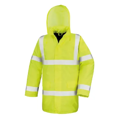 (M, Hi-Viz Yellow) Result Core High-Viz Motorway Coat (Waterproof & Windproof) (Pack of 2)