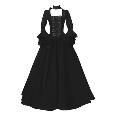 (black, M) (joy Choose)women Vintage Retro Gothic Long Sleeve Hooded Dress Long Gown Dresses