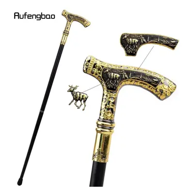 (black) Gold Black Luxury Deer Handle Walking Cane Fashion Decorative Walking Stick Gentleman El