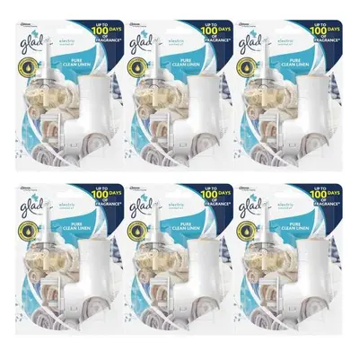 Glade pure clean linen Electric Scented Oil Holder & Refill ml (7554). (Pack of 6)