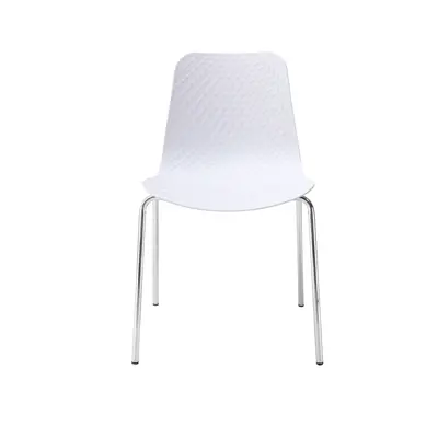 (White, Metal BC) Set of Tetured Plastic Dining Chairs