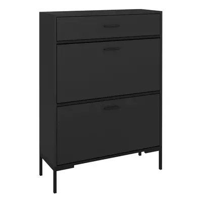 HOMCOM Shoe Storage Cupboard with Flip Doors and Sliding out Drawer, Black