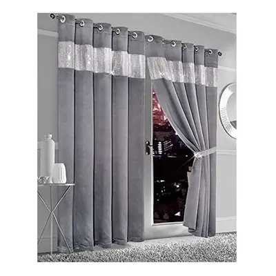 Olivia Rocco Diamante Blackout Eyelet Curtains With Tie Backs Black Out Thermal Ring Top Curtain