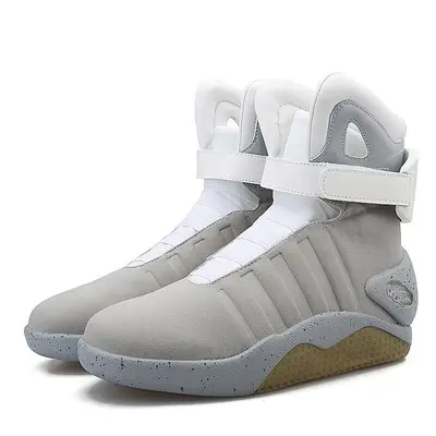 (Gray, EU43) Back To The Future Warrior Basketball Sneakers LED LightUp Shoes Cosplay Costume